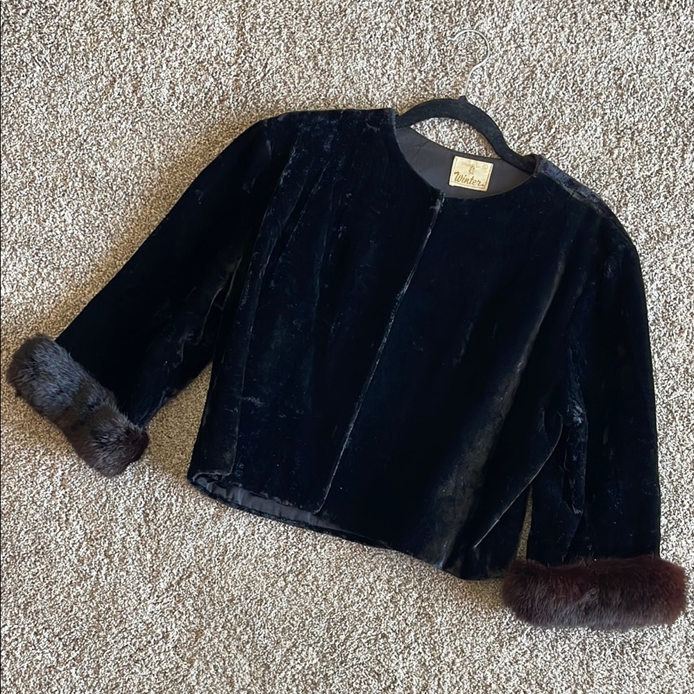 Vintage Velvet Cropped Coat L